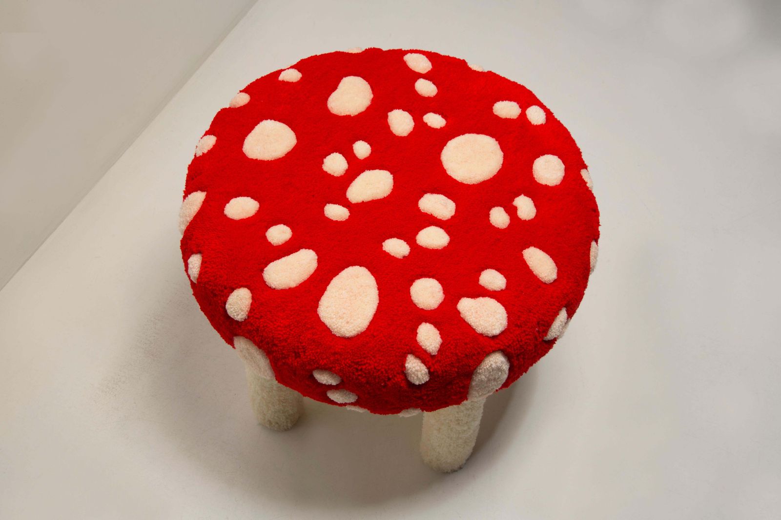 Set Of Two Mid Century Hand Tufting Mushroom Wool Stools, Europe, 1960s photo buy
