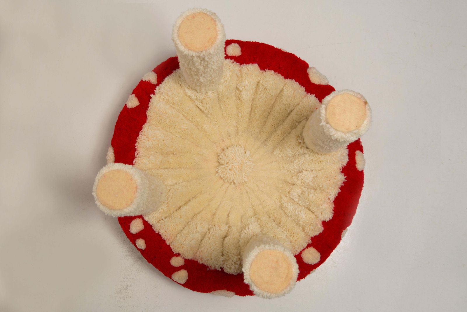 photo furniture Set Of Two Mid Century Hand Tufting Mushroom Wool Stools, Europe, 1960s