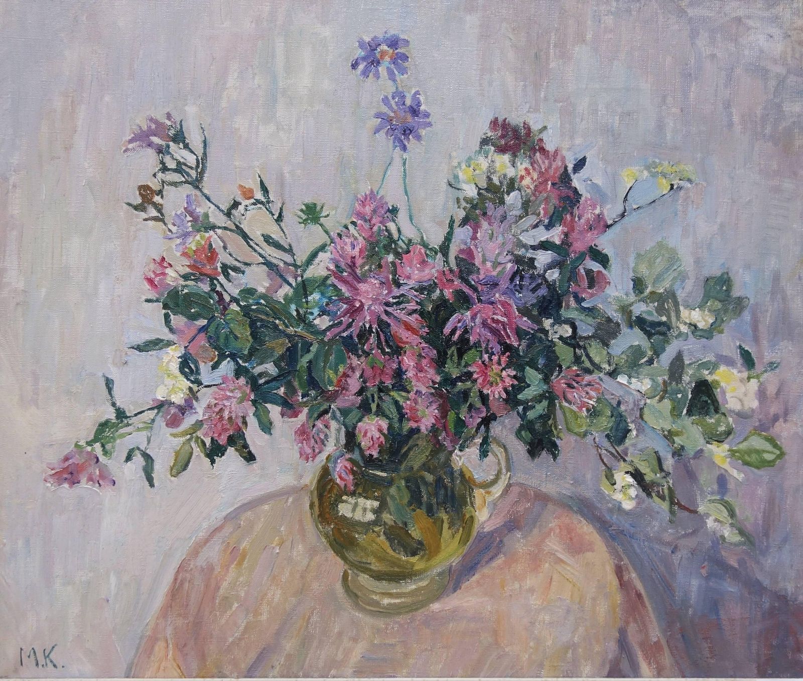 Maya Kopitzeva"Rose Flowers" Rose, Green, Flowers Cm. 66 X 55 Oil1980