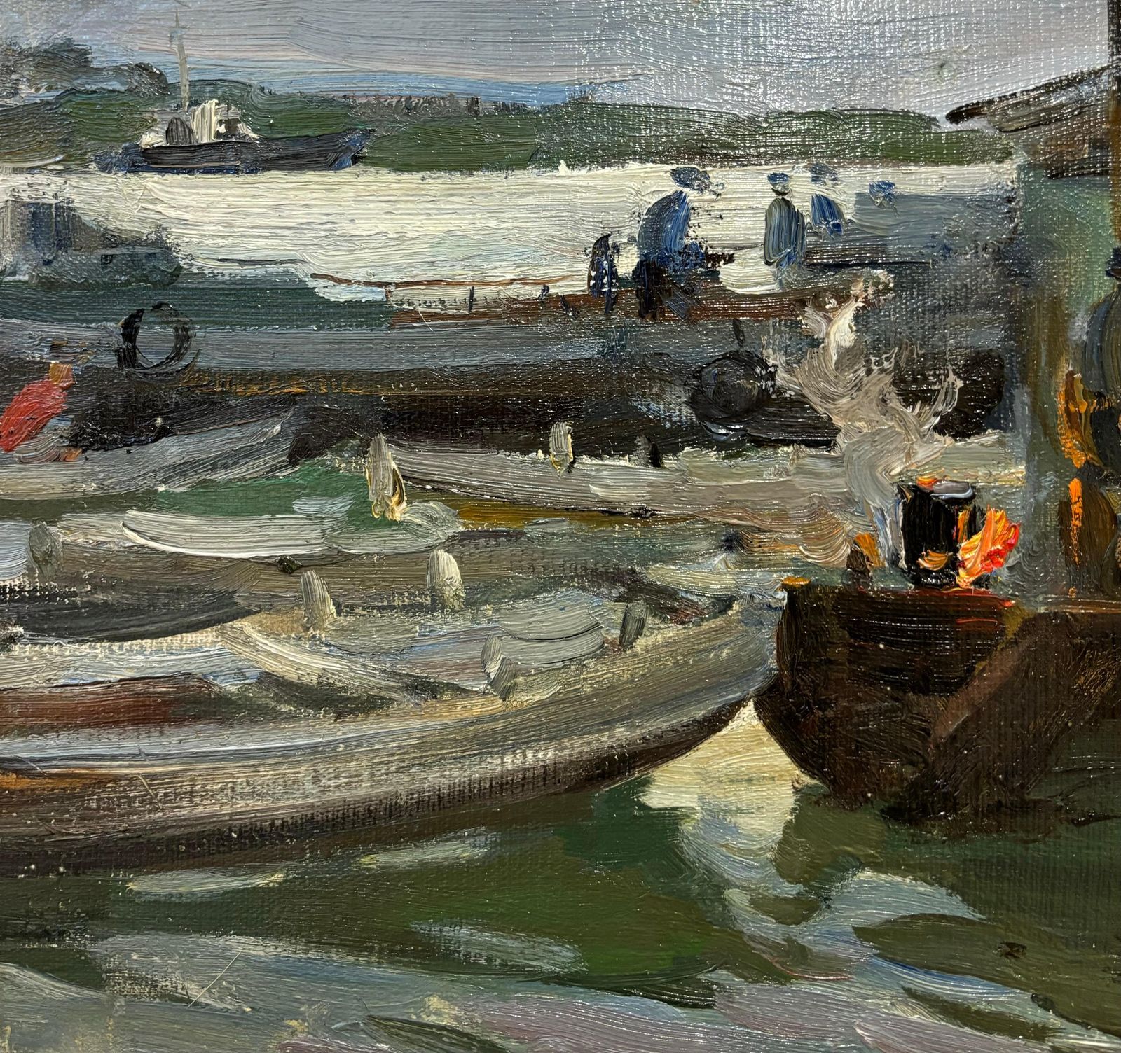 Leonid Vaichilia" Pescatori , Serata "  Olio Su Tela Cm. 58 X 30  19731973 photo vinterior