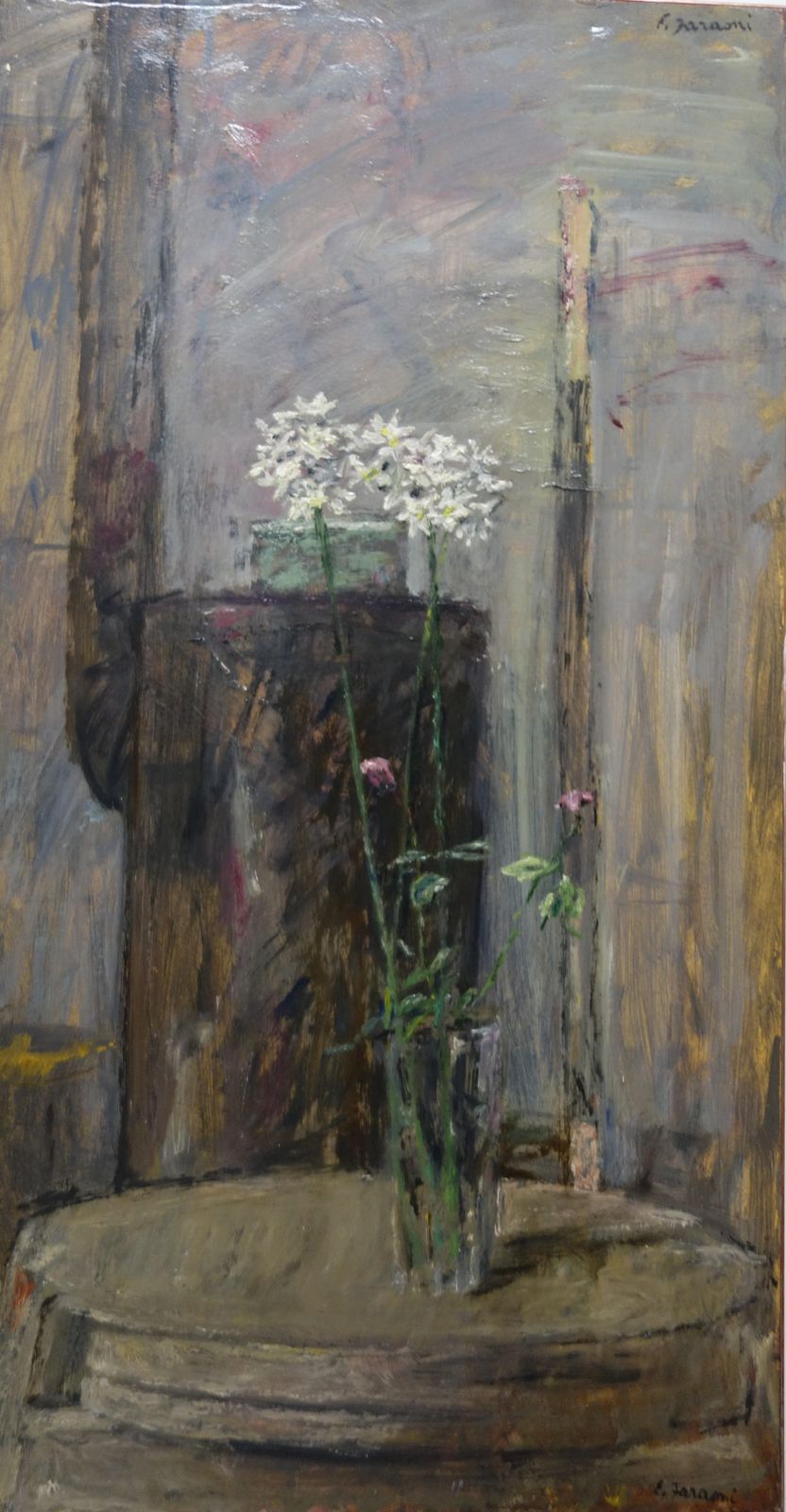 Enzo Faraoniwhite Flowers" " Oil   Cm. 40 X 73 19701970