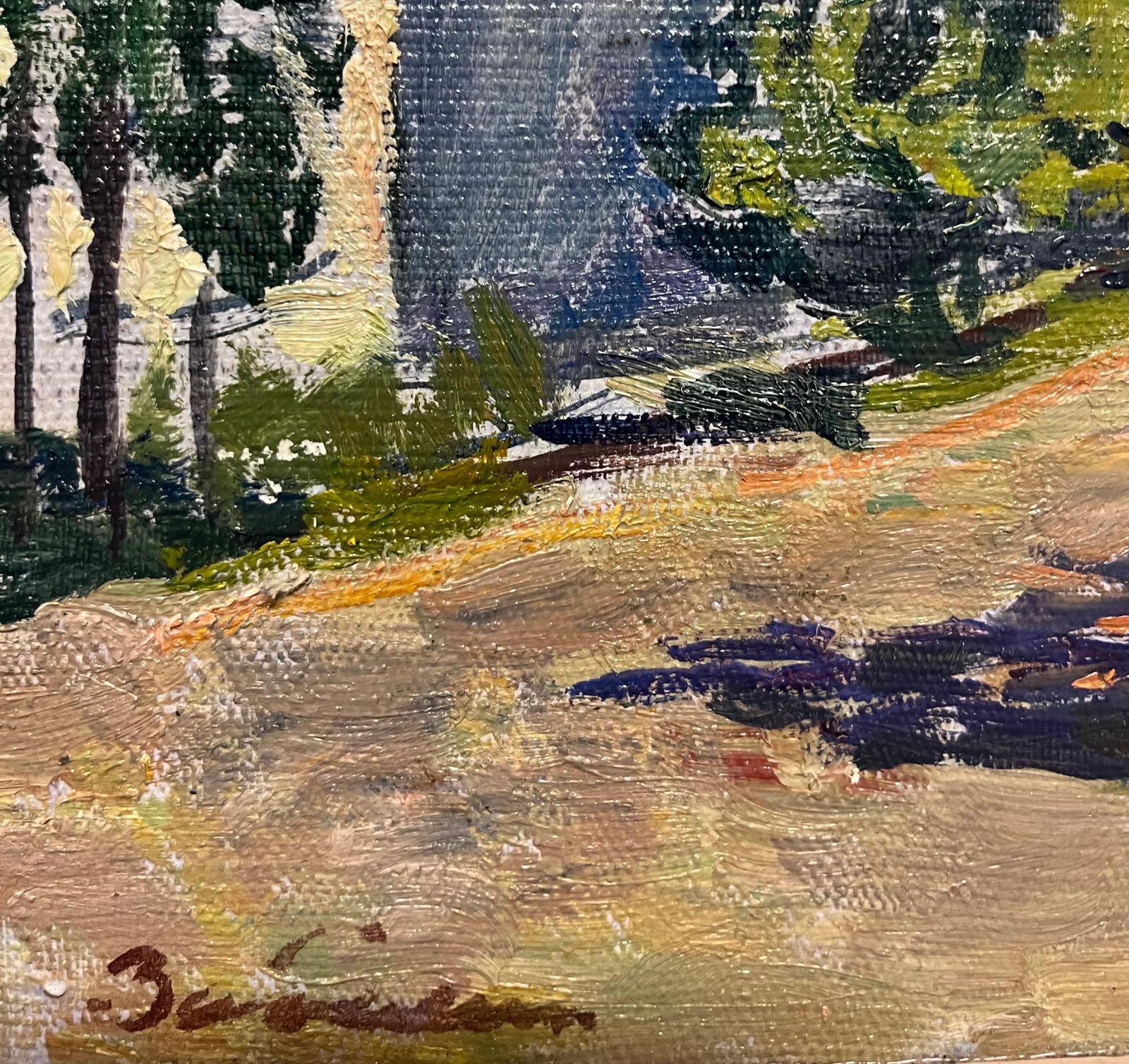 Vyacheslav Zabelin"Sunny Day"  Landscape  Oil  Cm. 40 X 39   19701970 photo vintage