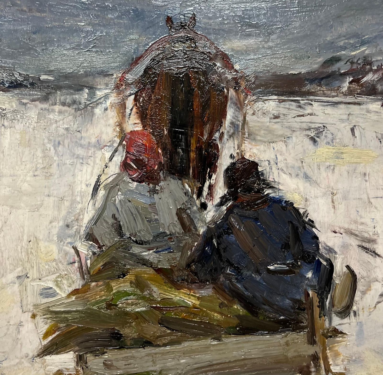 Leonid Vaichilia"Sled In The Snow" Oil Cm. 50 X 30 1974 photo for sale