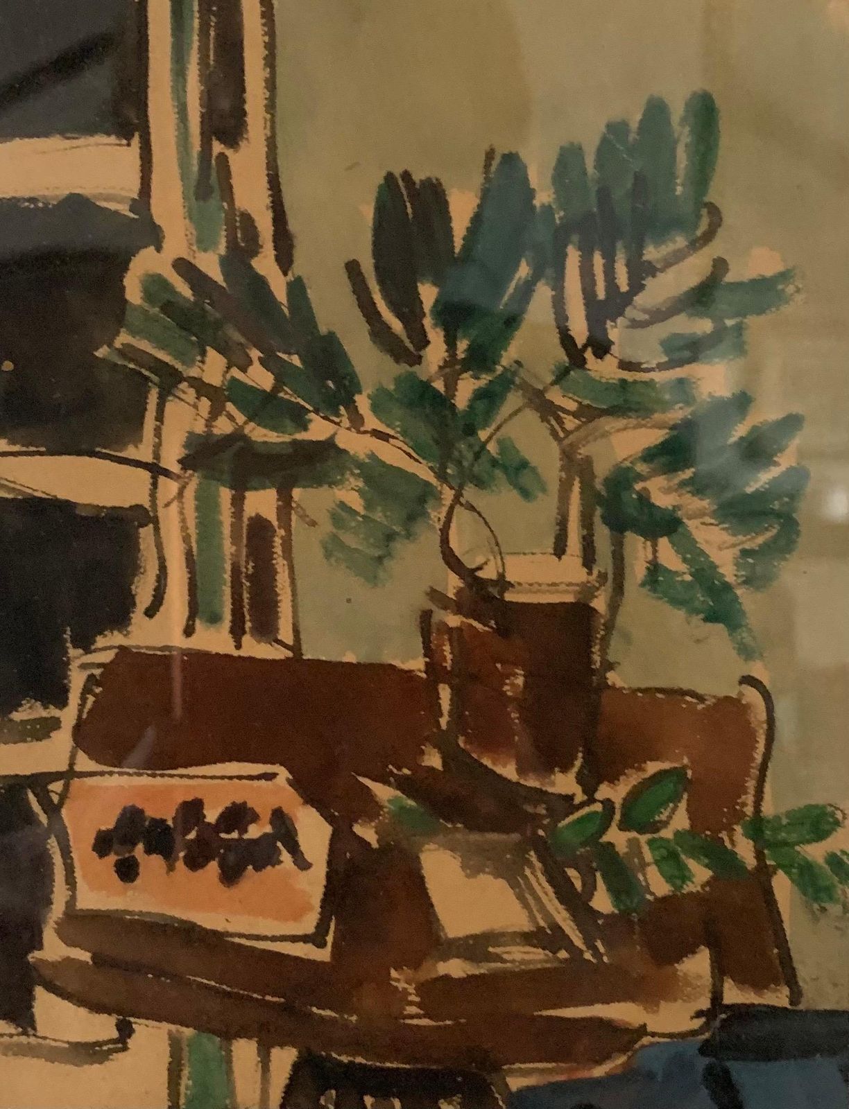 Giulio Da Milano"Interior With Plant" Watercolor 1934 Cm. 13 X 211934 photo for sale