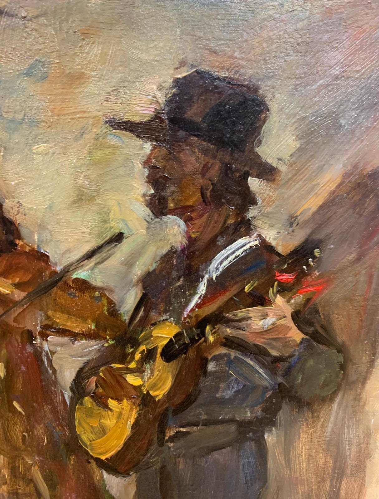 Boris Mikhailovich Lavrenko"Musicians, Guitar, Violin" Oil Cm.30 X40 19601960 photo Art