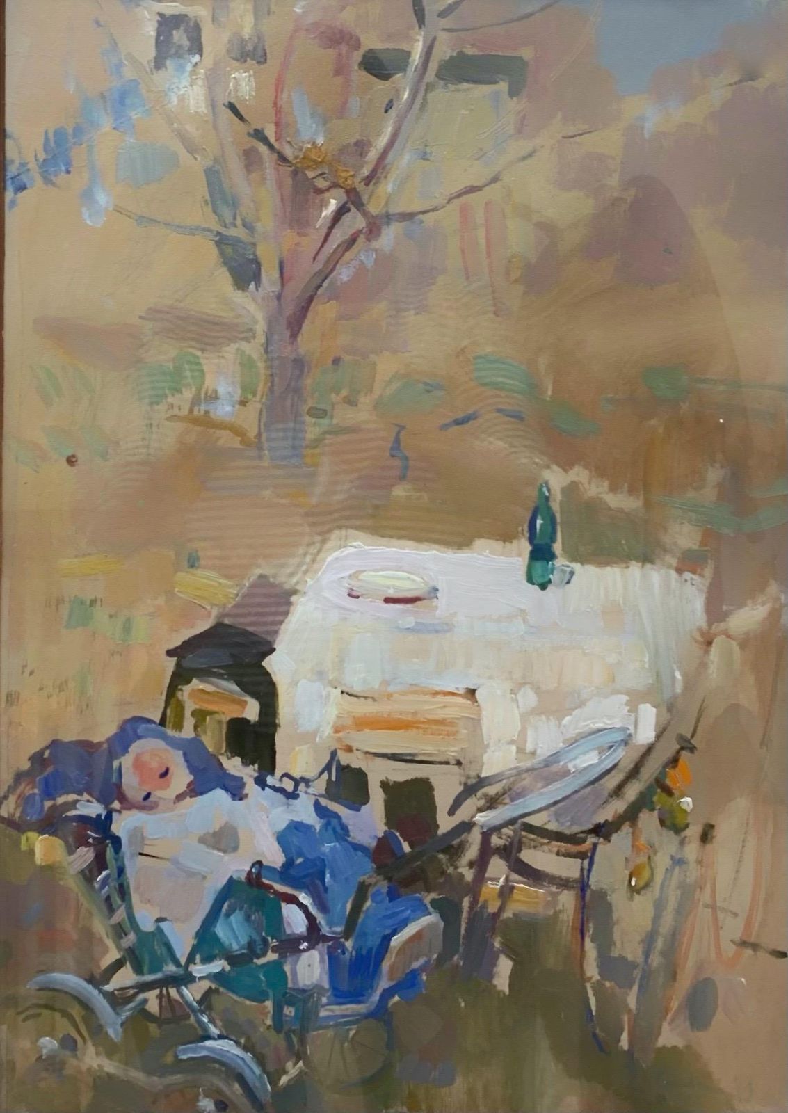 Gleb Savinov"Newborn In The Garden" Child, Garden Oil Cm.34 X 49 19741974 photo furniture