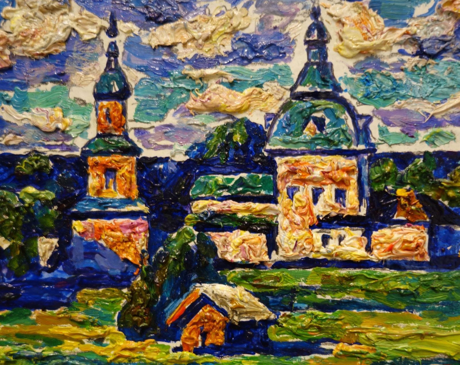 Nikolaj Latyshenko"Village"Russia, Impressionism, Countryside Oil Cm 40x 21  19821982 photo Art