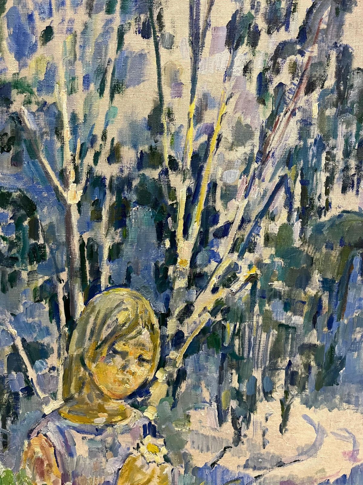 Gleb Savinov"Polja"  Girl, Blue, Light Blue, Spring, Child    Oli   Cm. 60 X 801999 photo for sale