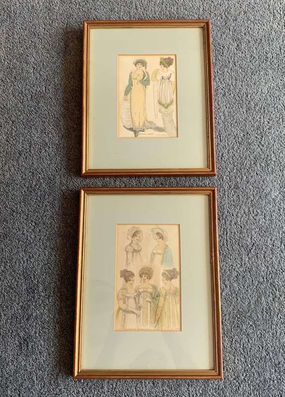 Set Of 2 Antique Ladies Fashion Prints photo furniture