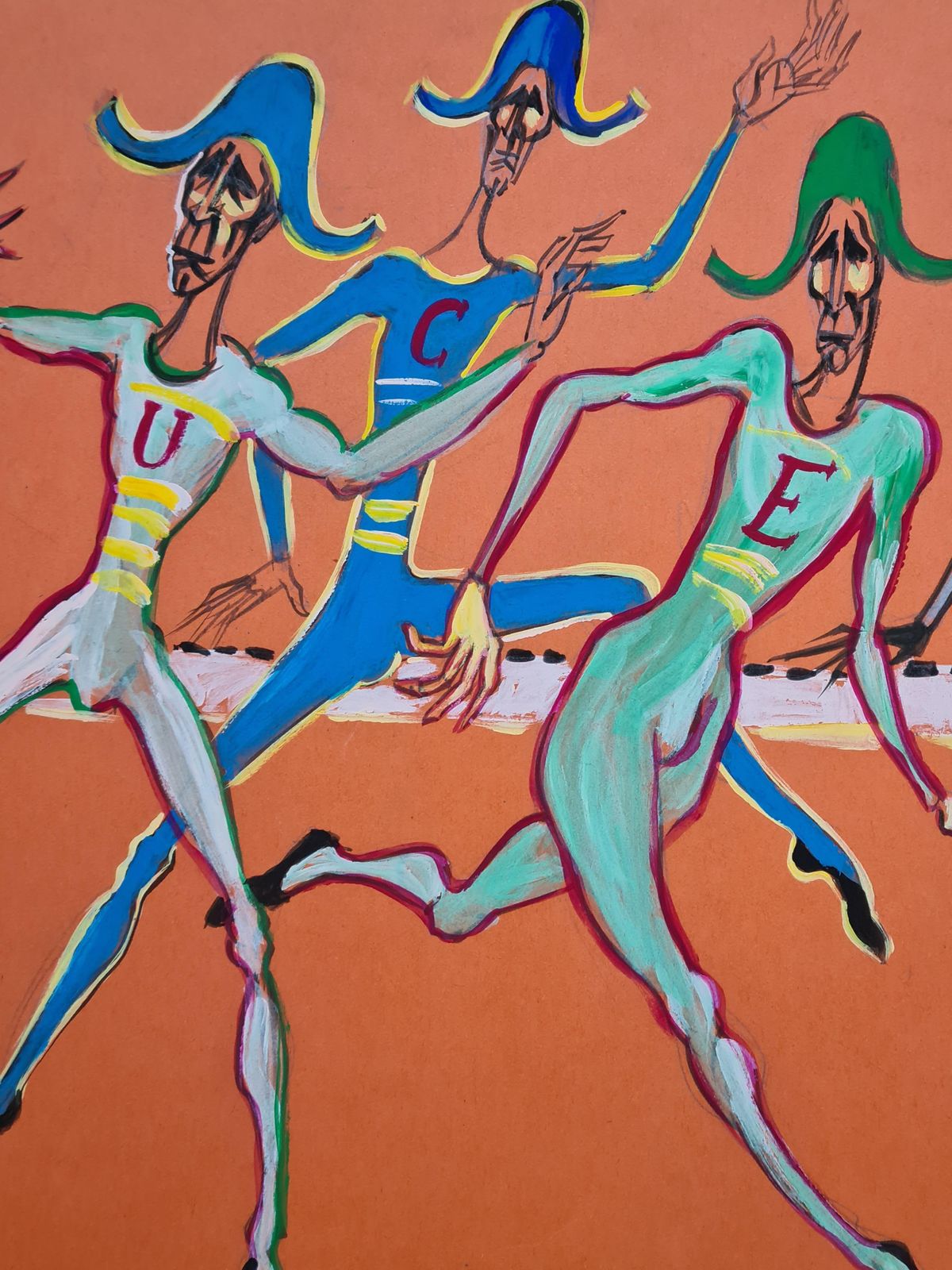 Jean Ducelfrench Watercolour And Gouache, The Harlequins1992 photo Art