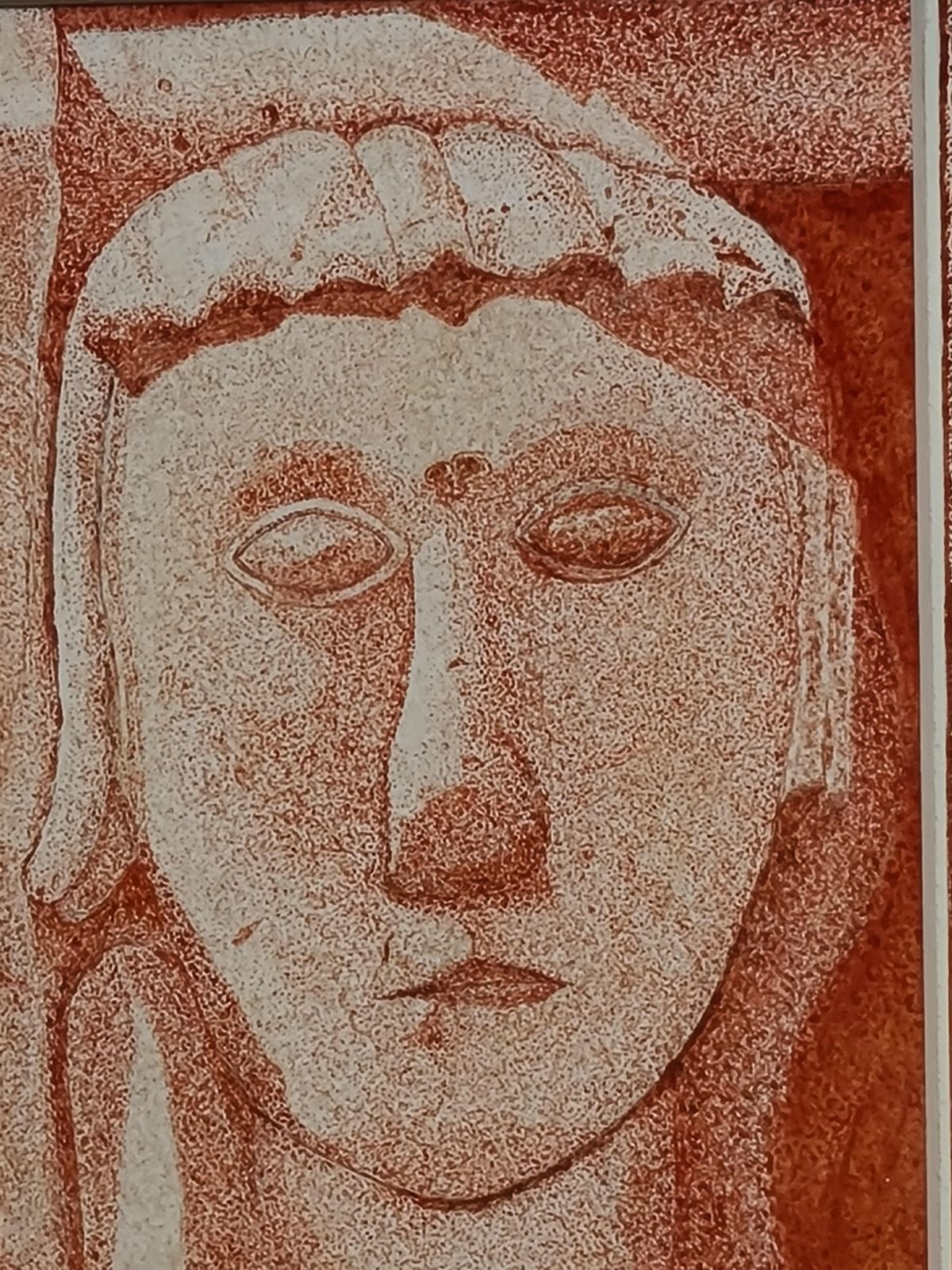 Unknownsanguine Watercolour Study Of A Cubist Head With Floral Painted Mount. photo Art