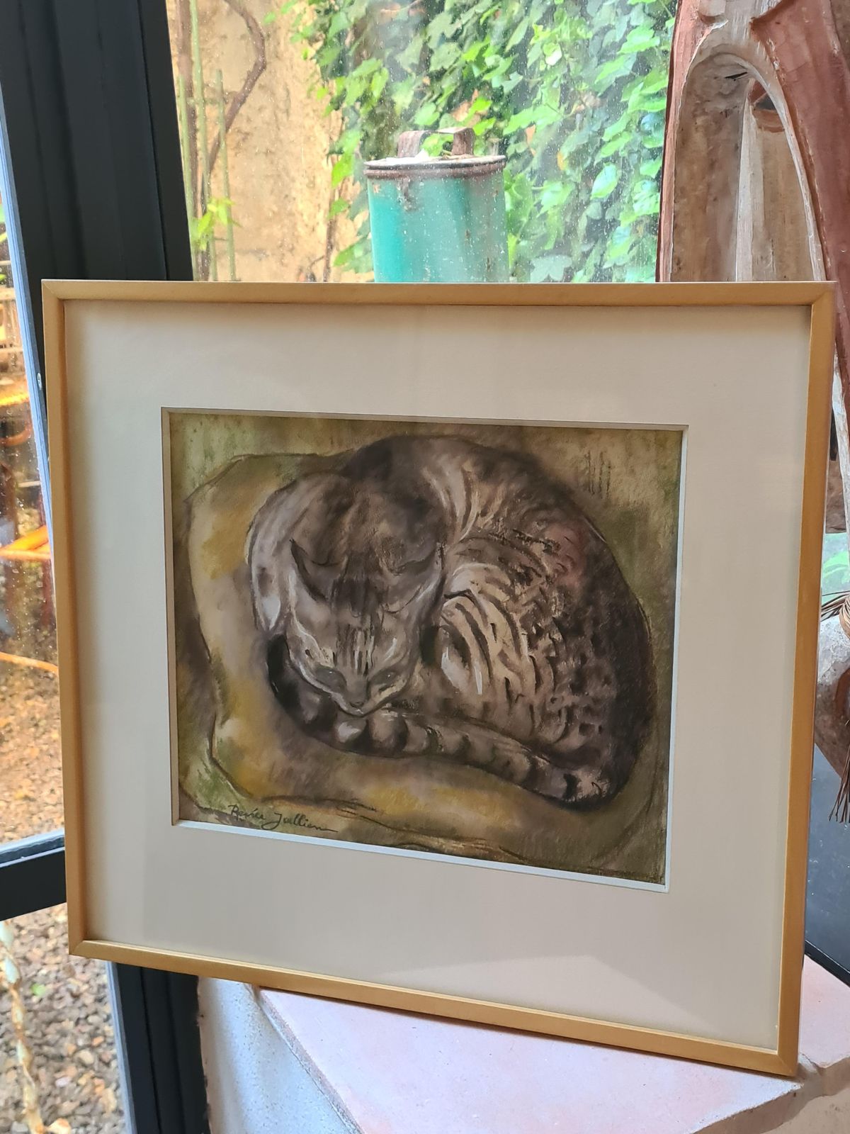 photo furniture Renée Jullienparis School Pastel, The Resting Cat, Circle Of Léonard Tsuguharu Foujita