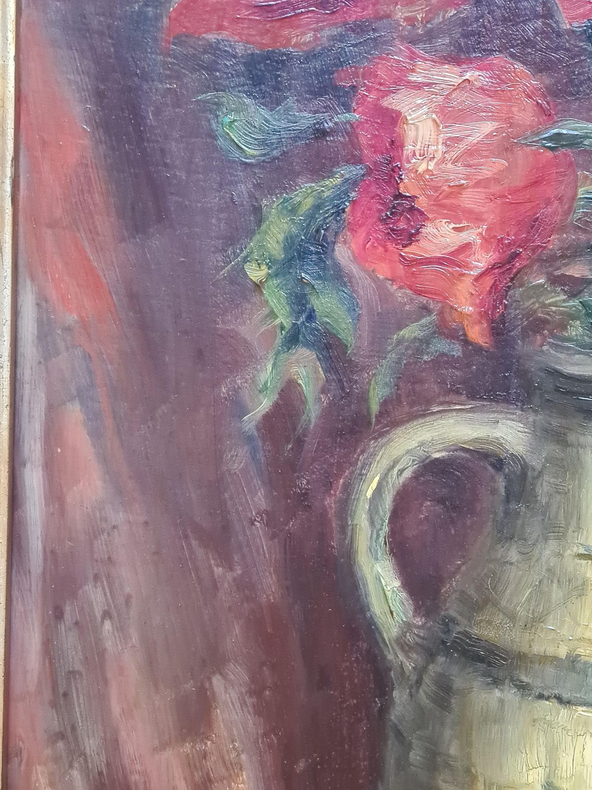 Art Eduard Bauer Bredtlarge Naturalist Oil On Board, Papaver Orientale, Poppies In A Vase1927 photo
