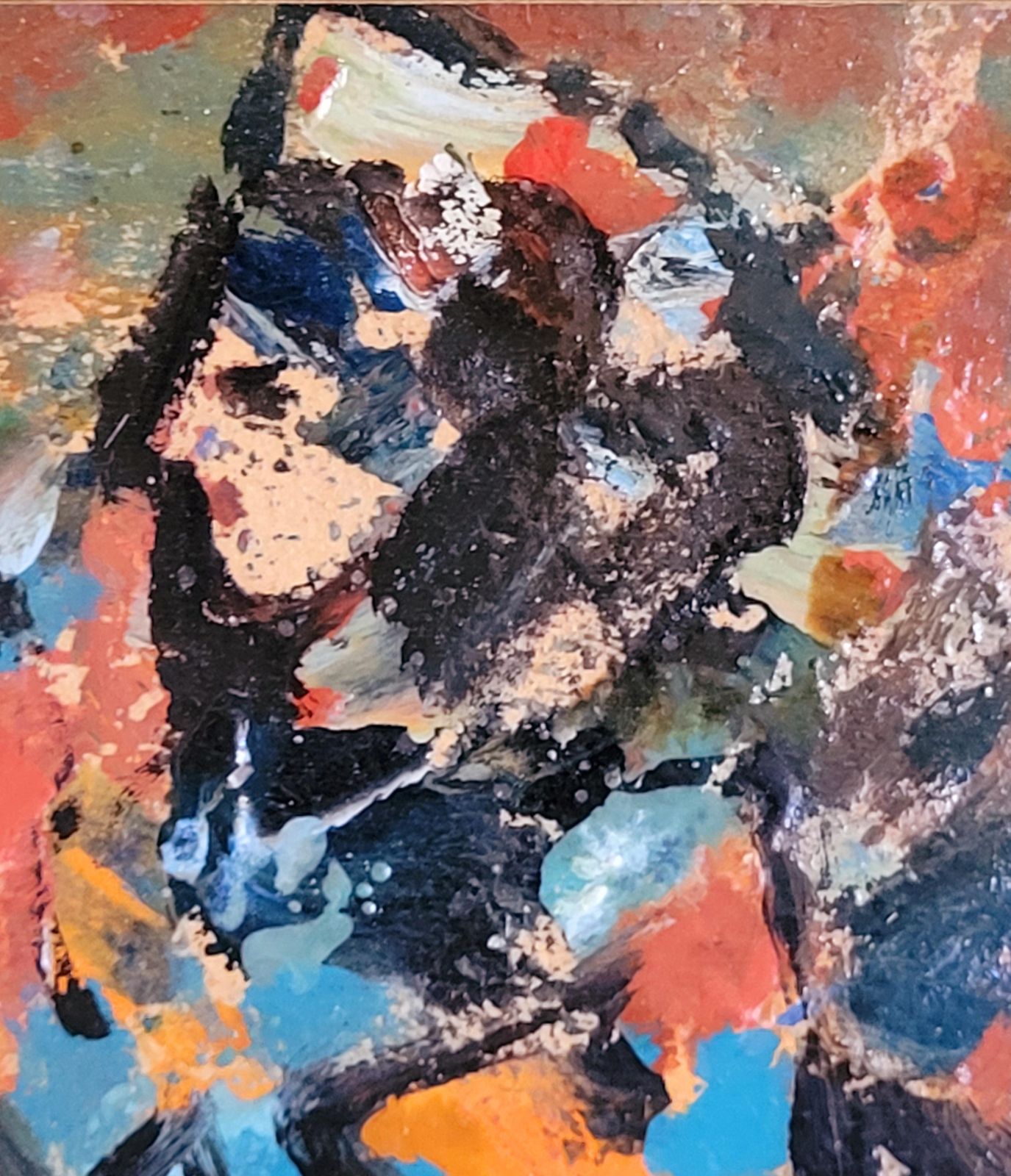 Raphaël Arnal Mid Century Abstract Expressionist Oil, 'La Vendeuse D'oranges'.1949 photo vinterior
