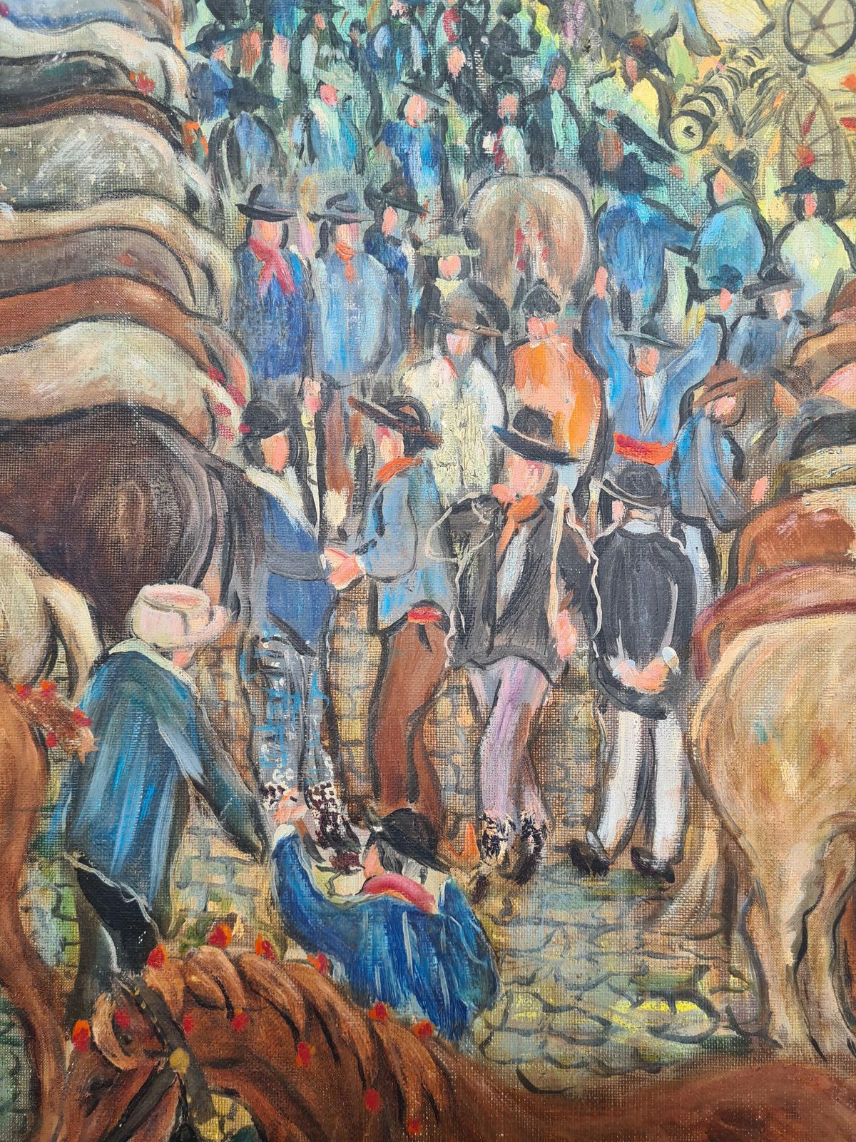 2059.0 Tanimlarge Scale Early 20th Century Oil On Canvas, The Agriculture And Livestock Fair photo