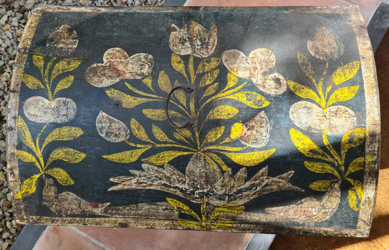 Home Decor Unknowneuropean 19th Century Folk Art Painted Wooden Hope, Bridal Wedding Chest photo