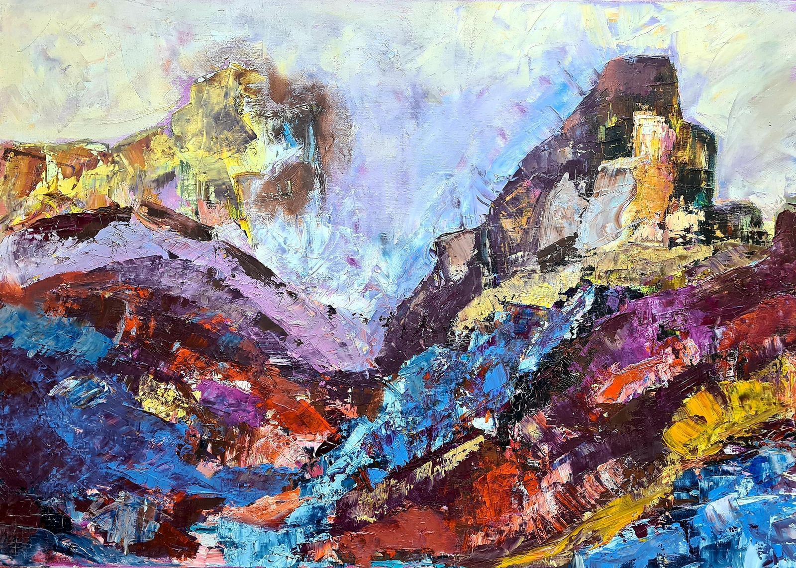 Gisele Grant Gapailmid Century French Expressionist Oil On Canvas, Rêve Mauve1973