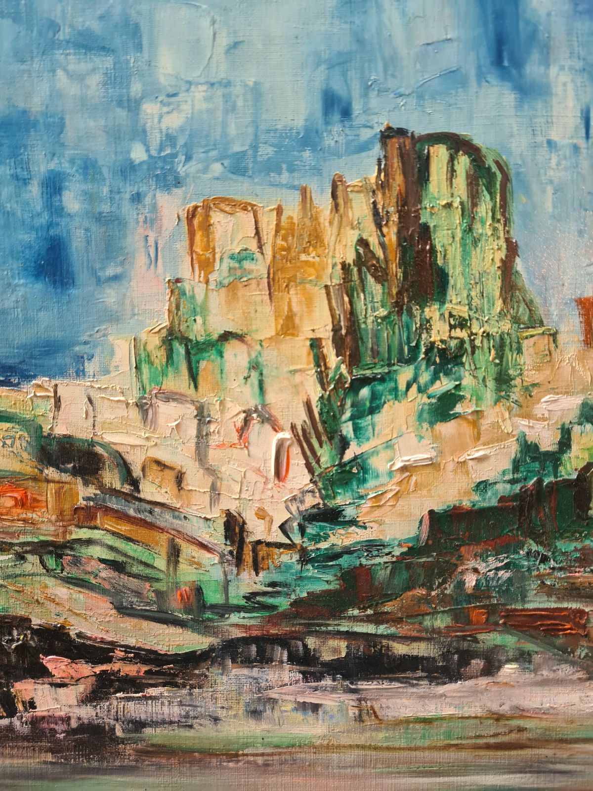 Gisele Grant Gapailmid Century French Expressionist Oil On Canvas, Vers La Durance1974 photo for sale