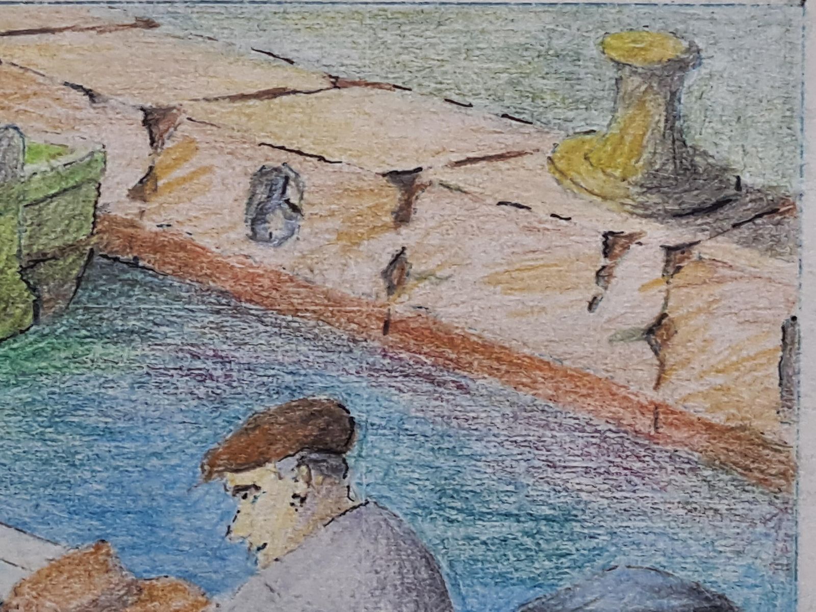 Unknownmid Century French Drawing Of The Fishermen, Port Of Nice, South Of France.1970 photo buy