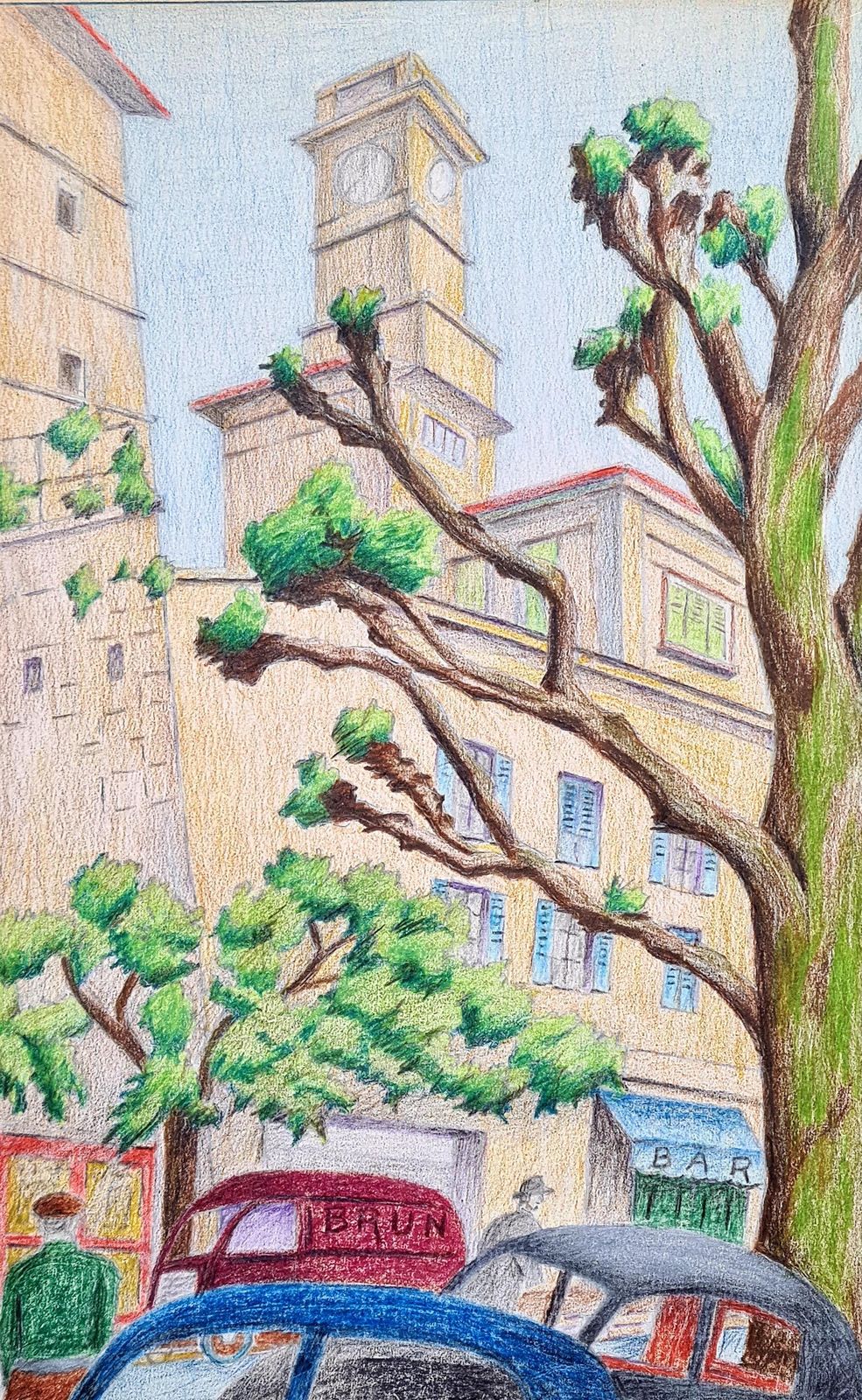 French Mid Century Drawing, 'Ligne Claire' After Hergé, Grasse, South Of France1969 photo furniture