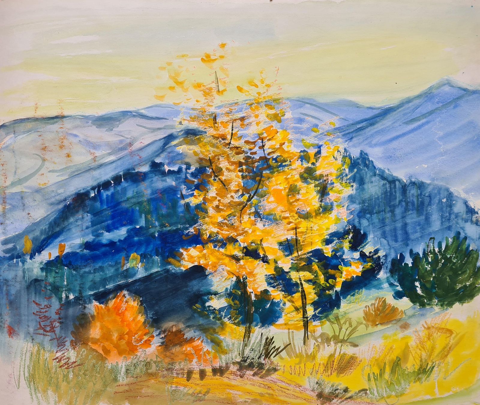 G Ricardfauvist Color Field Landscape, Autumn Leaves.