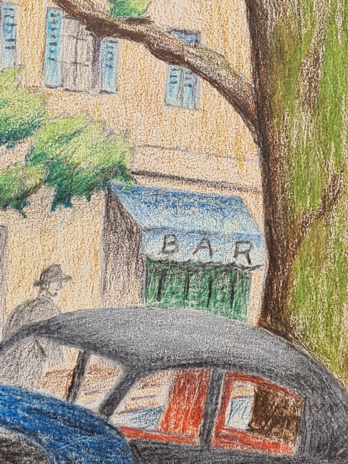 photo for sale Pair Of French Mid Century Drawings, 'Ligne Claire' After Hergé, Grasse And Nice1969