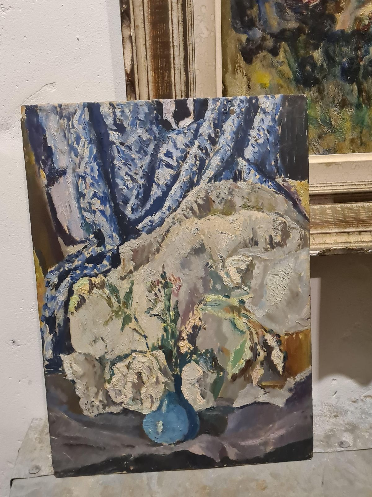 French Mid Century Oil On Board, The Blue Vase, Circle Of Henri Matisse, 1940s By Léon Nancey photo vinterior