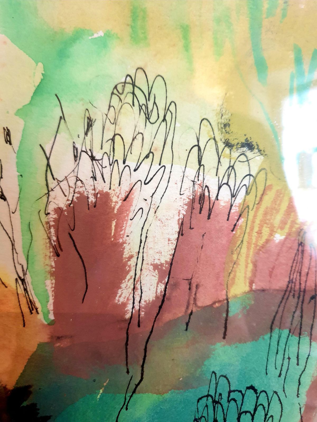 photo for sale Abstract Expressionist Acrylic And Oil On Paper From 1972 Byjoep Goeting