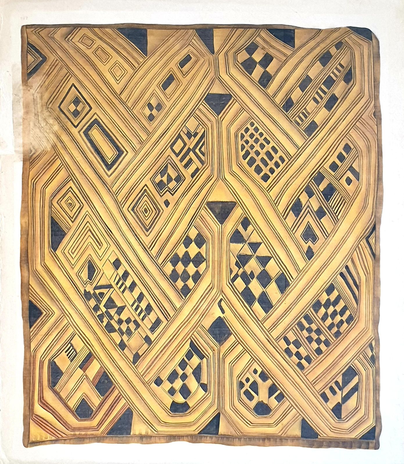 La Roche Laffitte, Painting Of An Antique Caucasian 'Kuba' Tribal Item, Watercolour On Silk