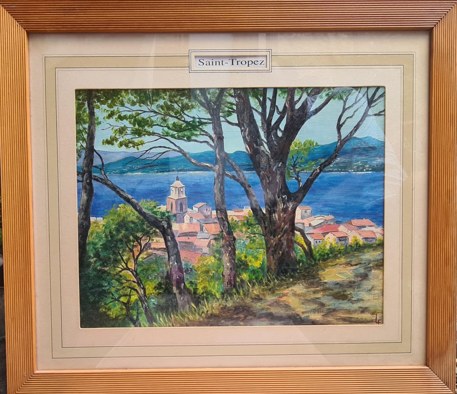 St Tropez, French Marine Landscape View From The Citadel. Oil On Board. photo furniture