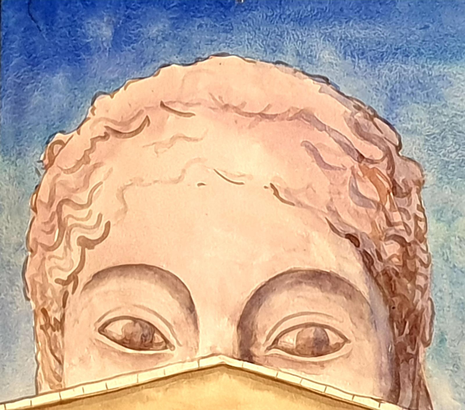 photo for sale Derek Carruthers Surrealist Watercolour/Gouache On Paper. 'The Birth Of Sculpture''1986