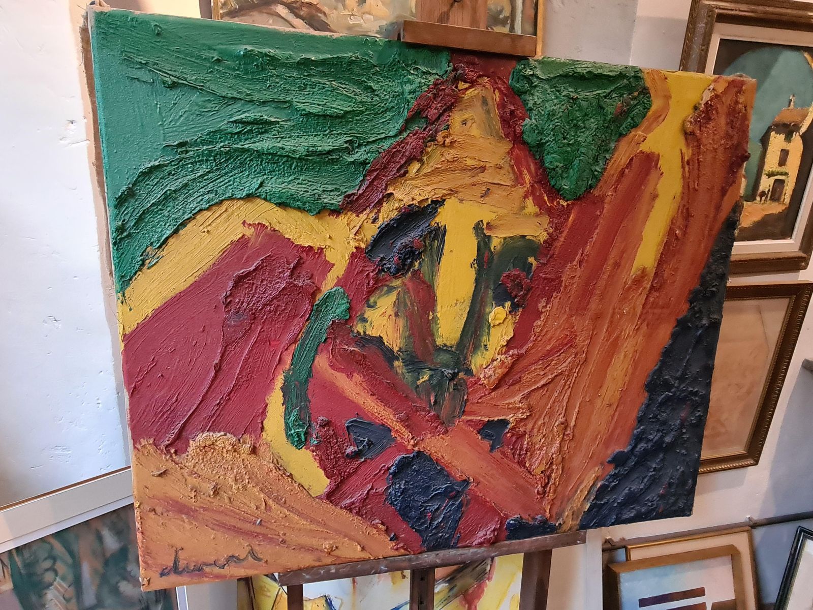 photo for sale Abstract Expressionist, Large Oil On Canvas, Le Pèlerin From 1990 By Bernard Duvert