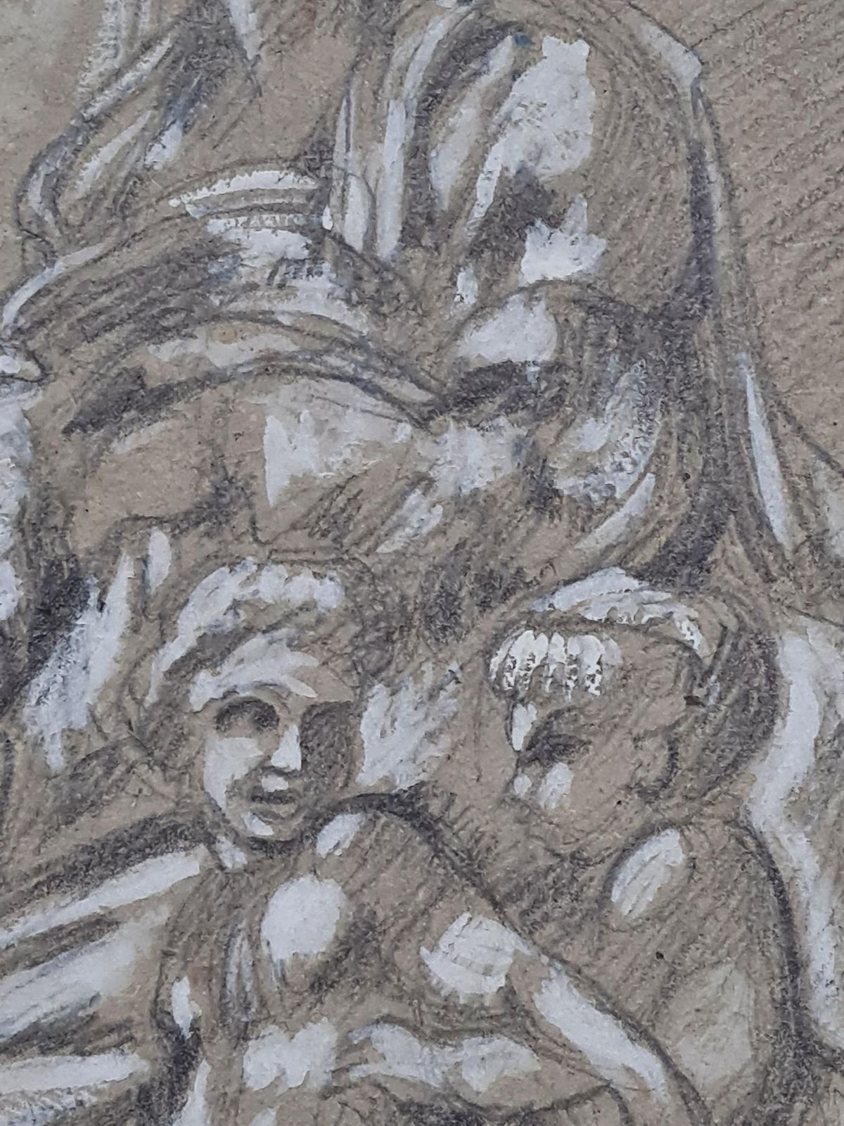 Renaissance Style Drawing Of The Medici Madonna And Cherubs photo 377.0