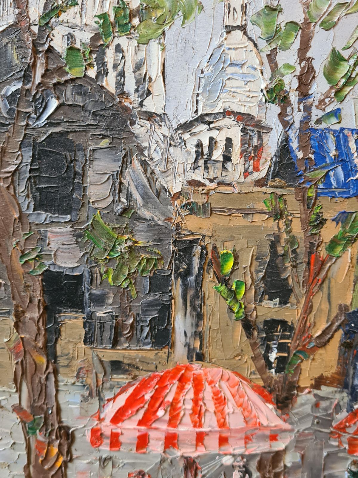 Bernard Vivier, French Expressionist Oil, La Place Du Tertre Montmartre And Sacrè Coeur Paris. (1960s) photo vinterior