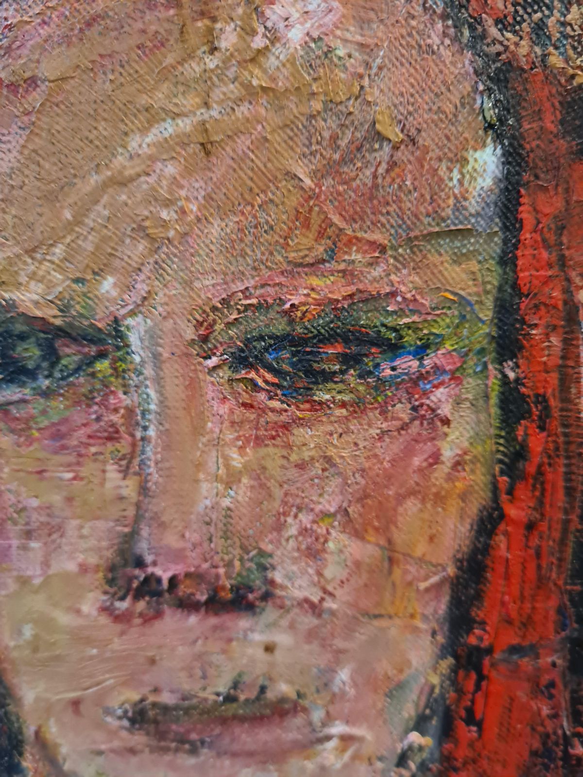 photo furniture Douglas Thomson, Expressionist Female Nude Portrait, 'The Green Curtain', Oil On Canvas. (1980s)