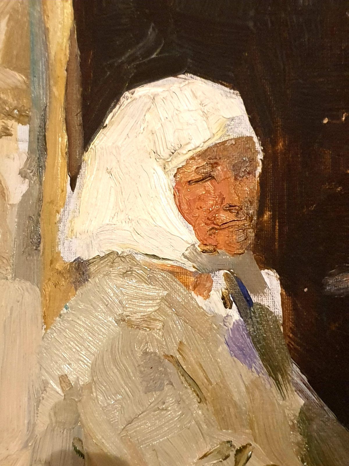 photo furniture Realist Portrait, Mid Century Oil On Card, The Babushka. Oil. (1963)