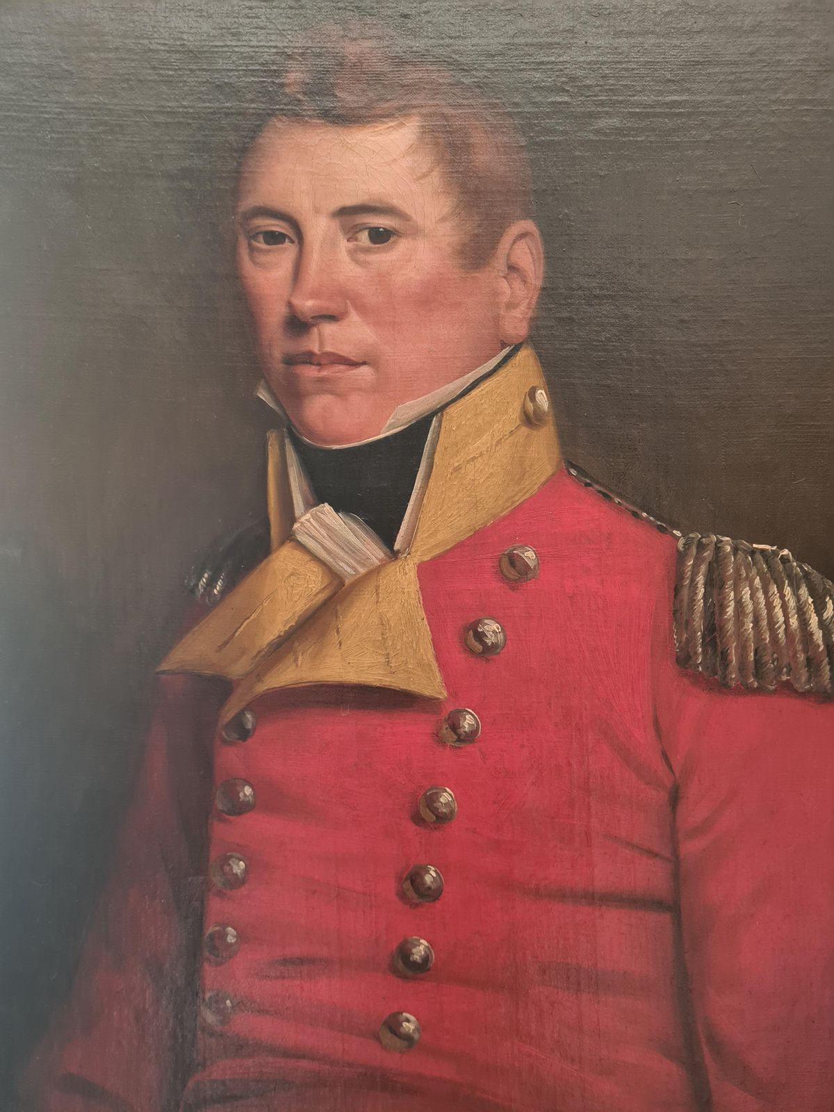photo vinterior 18th Century Oil On Canvas Portrait, Major Alexander Brown In Military Uniform. (1799)