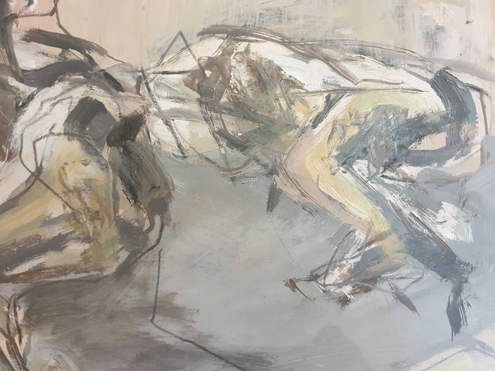 Chantal Payet, 'Assemblées', Figures In Motion, Oil On Paper On Board. (1996) photo buy