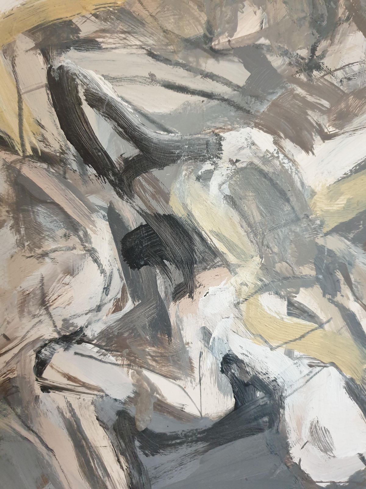 Chantal Payet, 'Assemblées', Figures In Motion, Oil On Paper On Board. (1996) photo vintage
