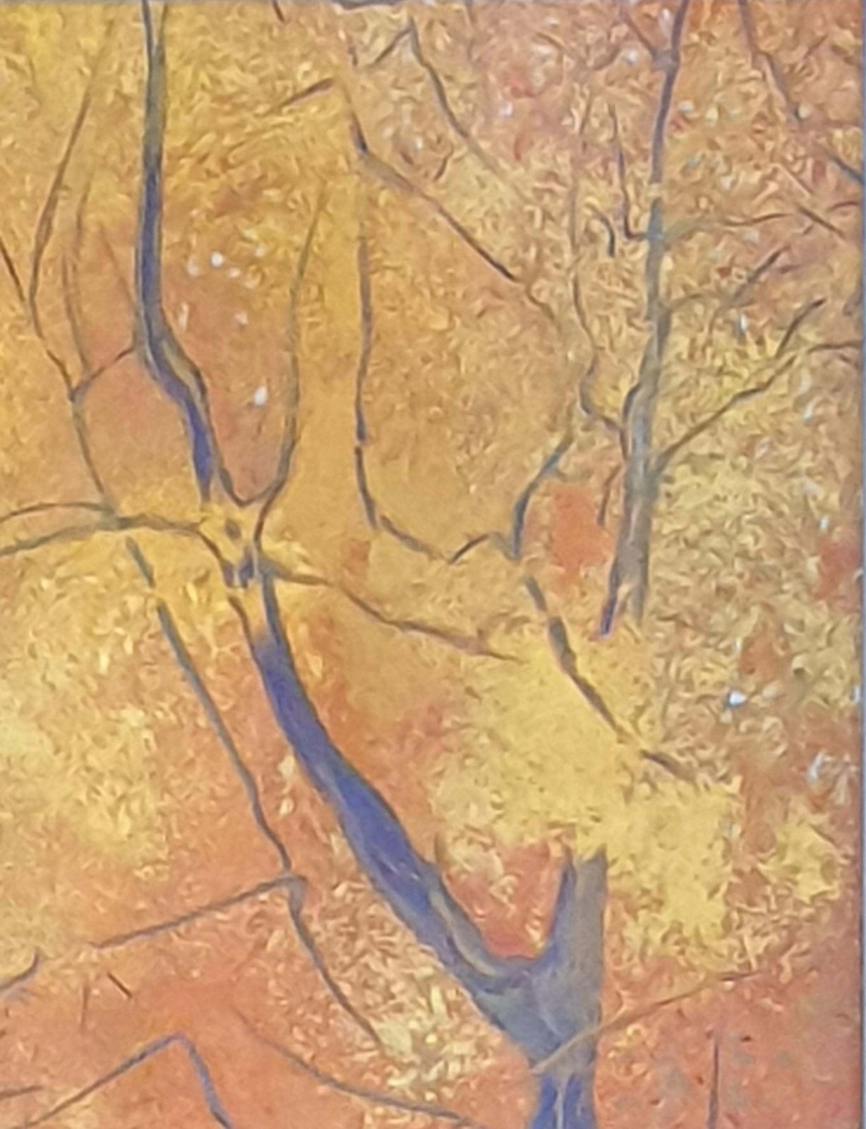 photo furniture Francis Besson 'Forest In The Fall', Contemporary Impressionist Pastel, Homage To Gustave Klimt2018