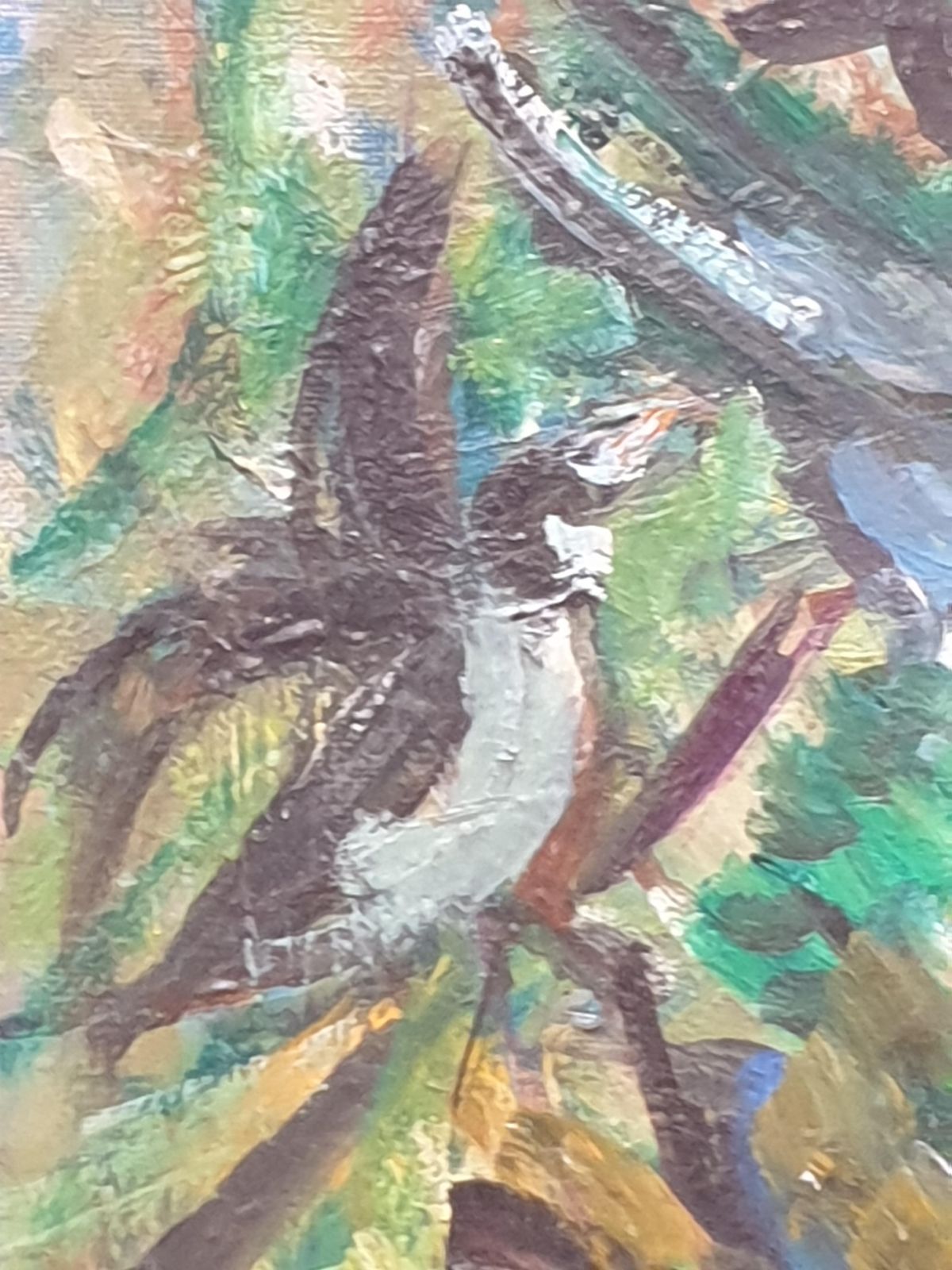 Art Hyppolite Roger French Mid Century Oil On Canvas, Birds In Flight photo