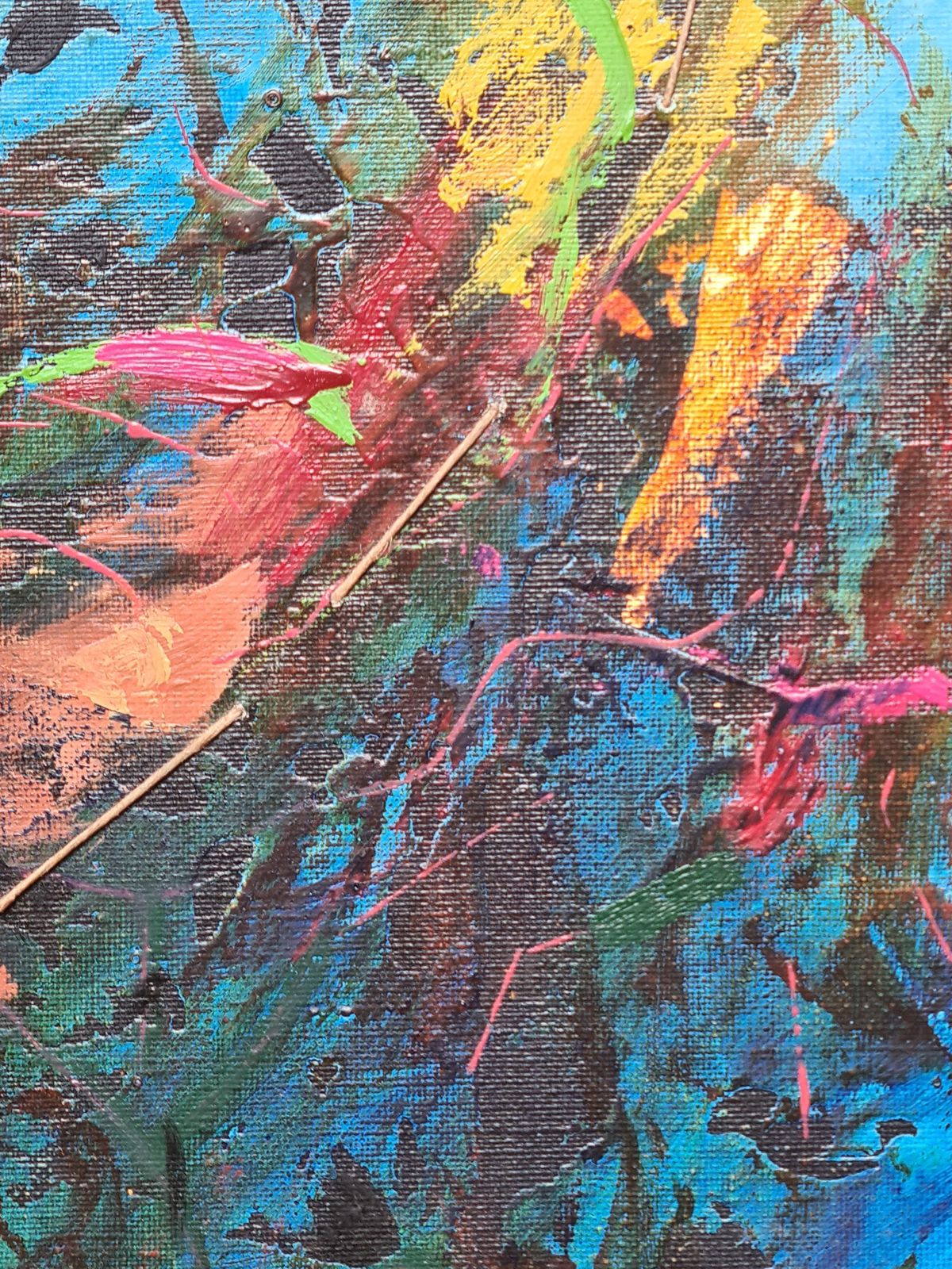 French Abstract Expressionist Portrait, Joel Crancenarcissus, Pose 18, Acrylic On Canvas. 1994 photo buy