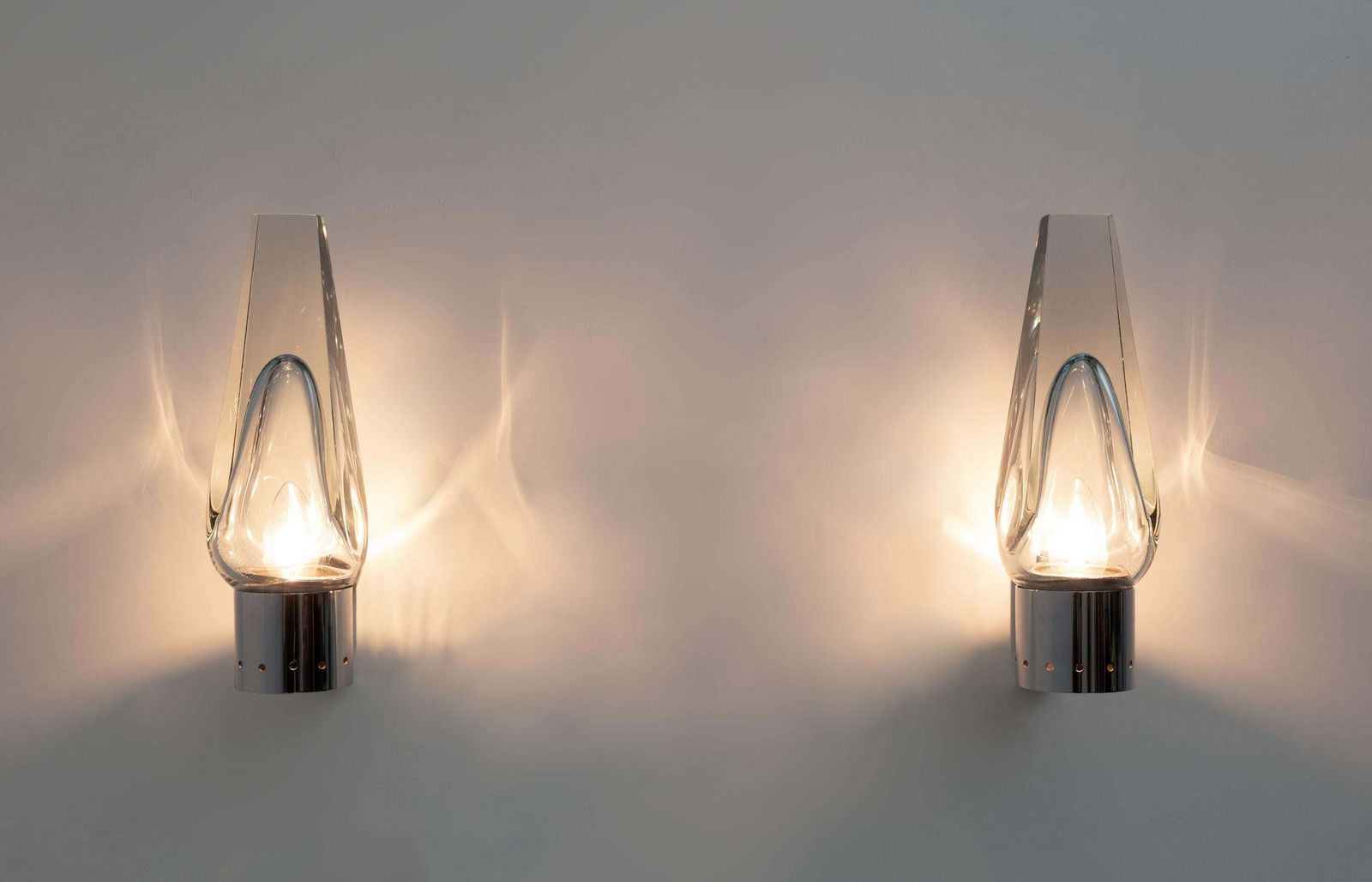 Pair Of Mid Century Modern Murano Glass Sconces By Flavio Poli For Seguso, 1960s photo for sale