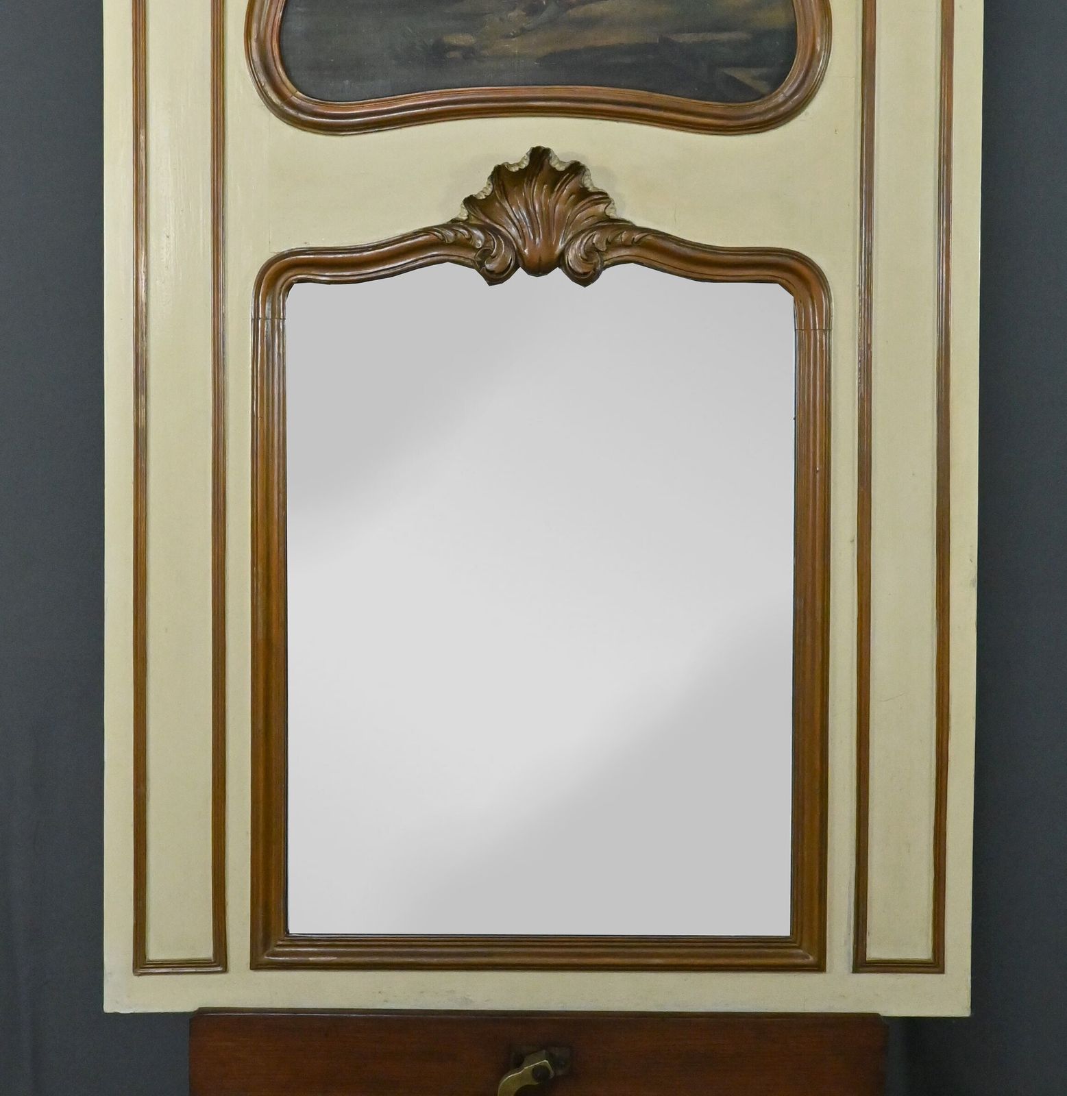 photo for sale Painted Wooden Trumeau Mirror, Louis XV Style – Late 19th Century