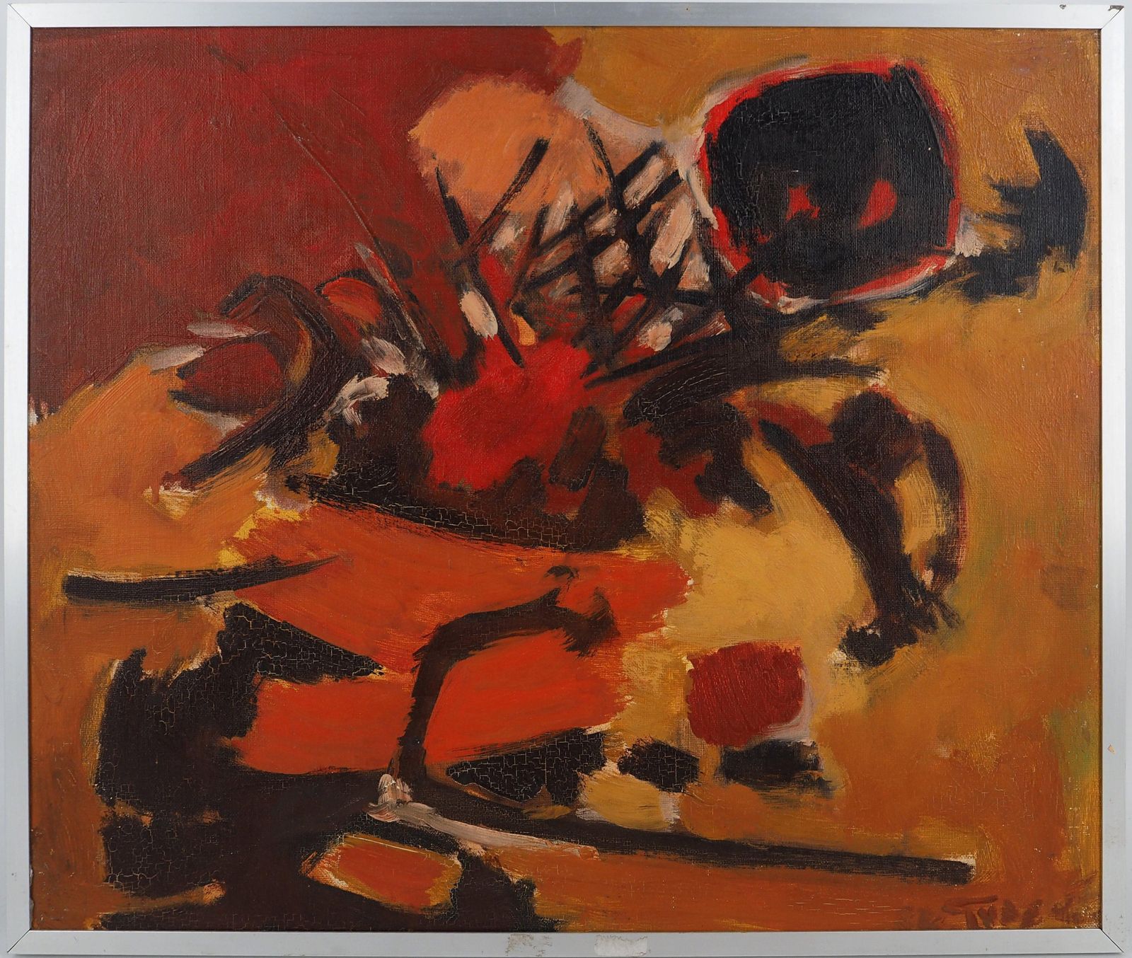 Antonio Guanse Fauvist Still Life With Flowers   Original Oil On Canvas, Signed 1962