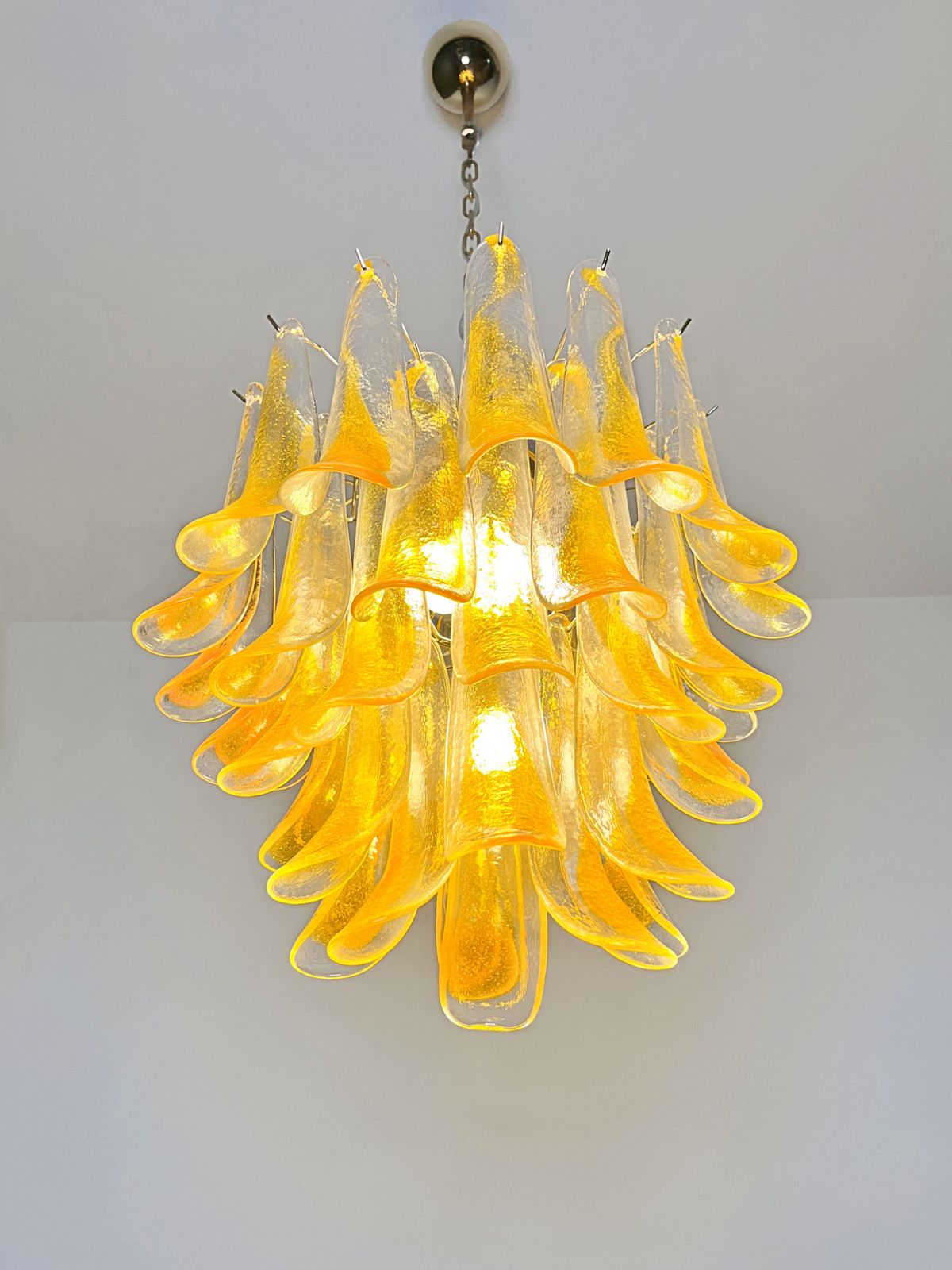 Italian Vintage Murano Chandelier   41 Orange Glasses. photo vinterior