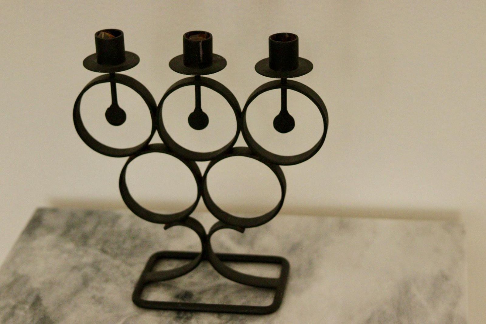 Vintage Metal Candelabra With Black Coating photo Home Decor