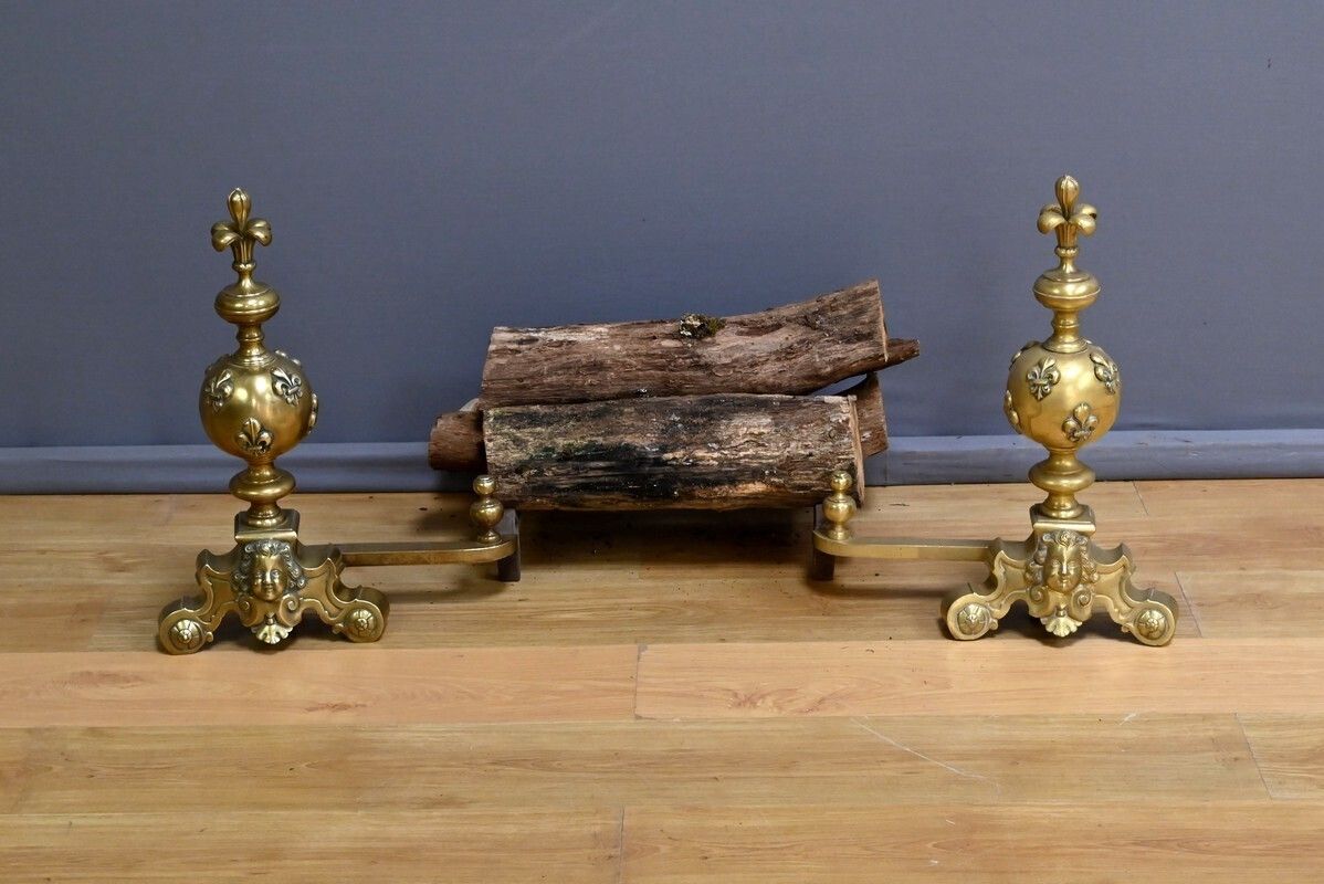 Pair Of Gilt Bronze Andirons – Part 1 Of The 19th Century