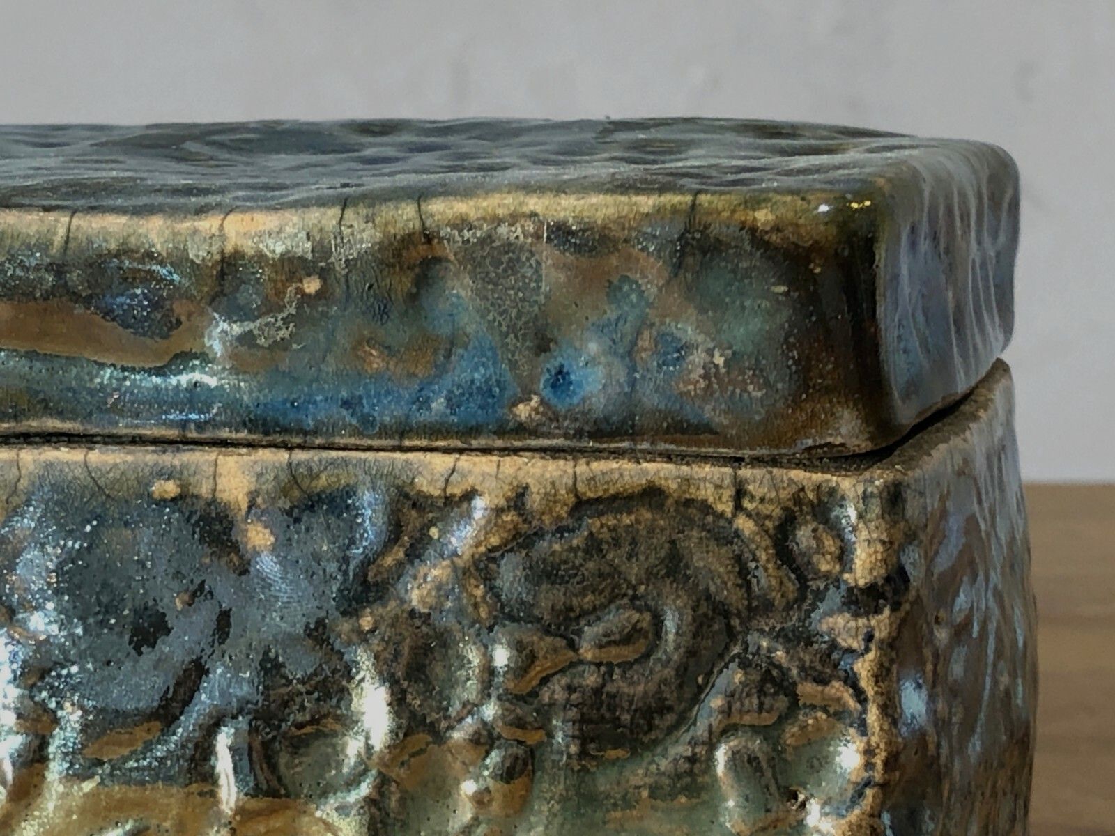 1990 Iriseed Art Deco Ceramic Box Raku Shabby Chic Garouste Bonetti Belliard photo vintage