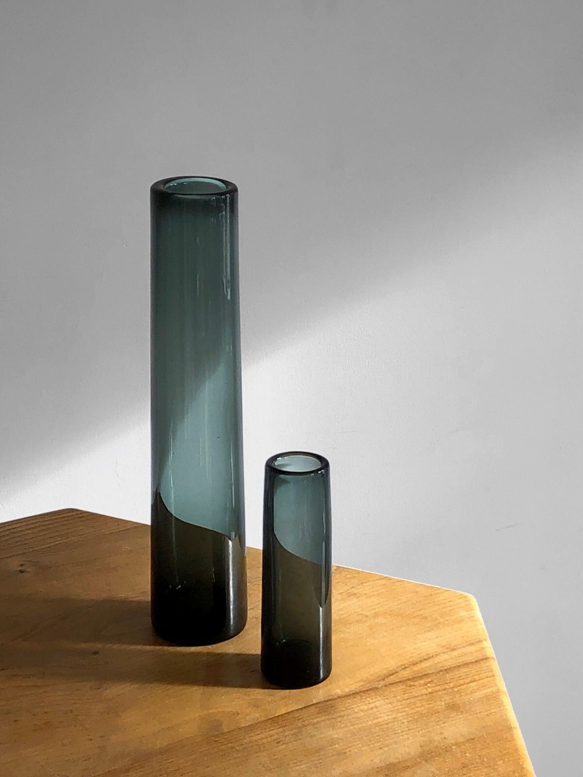 1960 Holmegaard 2 Scandinavian Glass Vases Free Form Modernist Murano Venini photo Home Decor